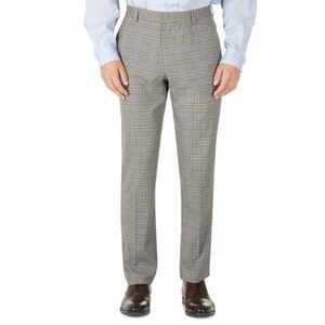 Tommy Hilfiger Men’s THFlex Plaid Checkered Black White Trousers Dress Pants